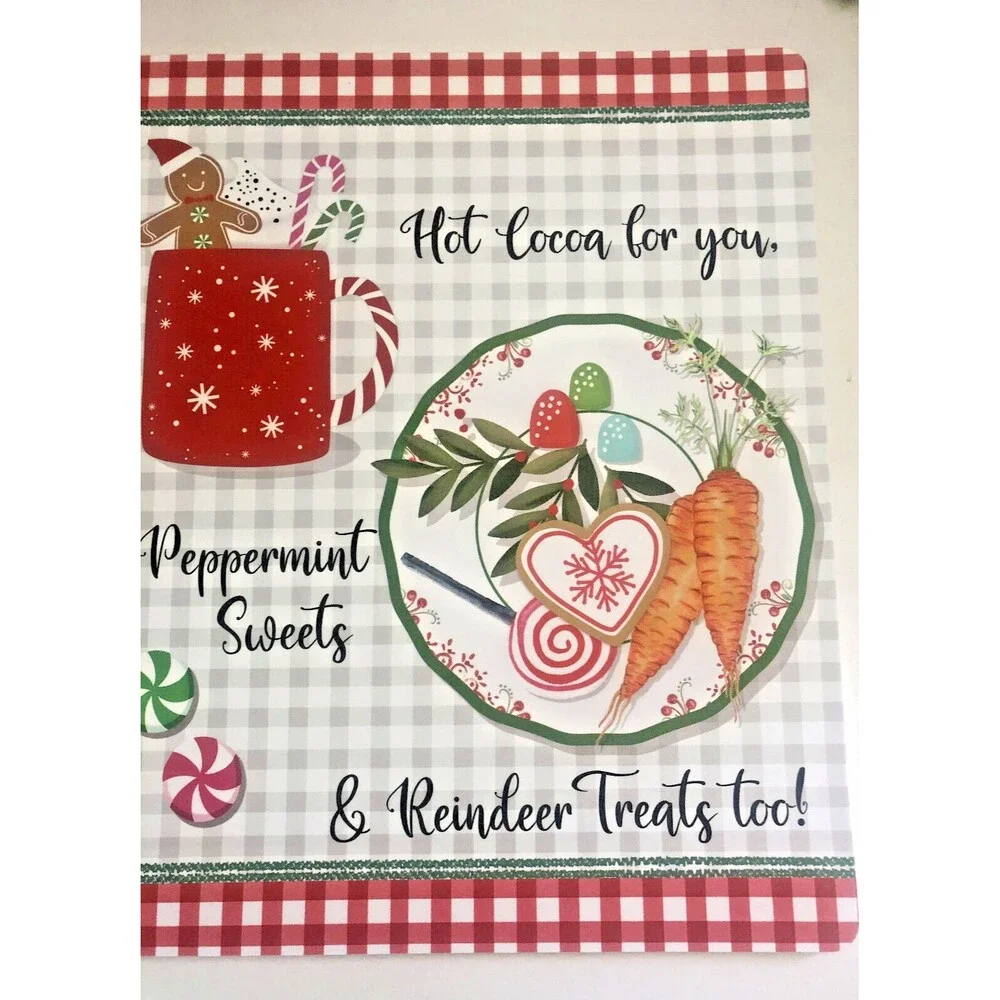Christmas Placemats Vinyl Foam Back Cookies Cocoa for Santa Reindeer Set of 4